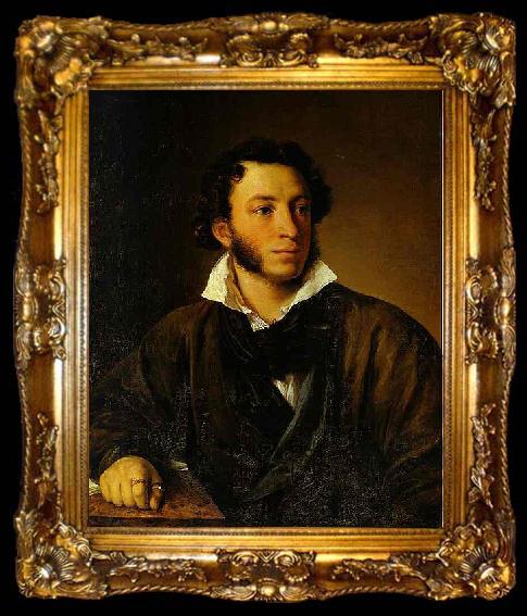 framed  Vasily Tropinin Portrait of Alexander Pushkin,, ta009-2